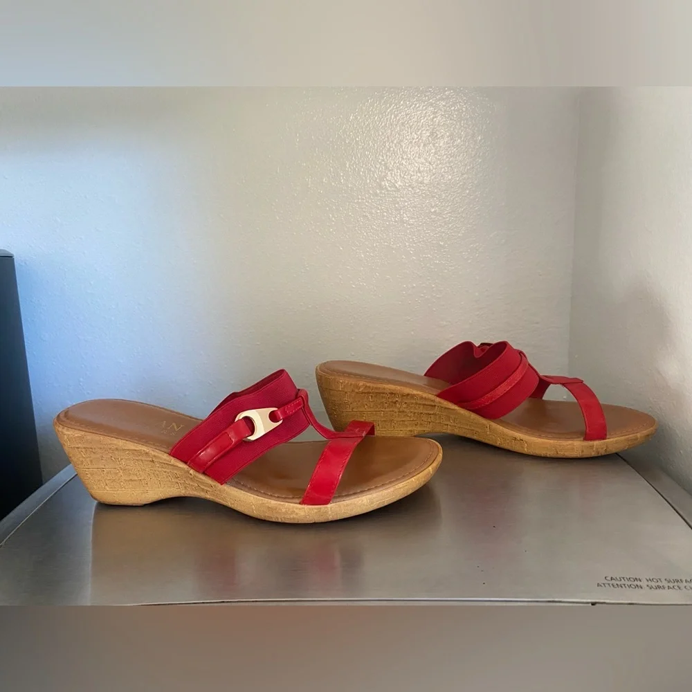 ITALIAN SHOEMAKER ...Elegant Red Wedge Sandals